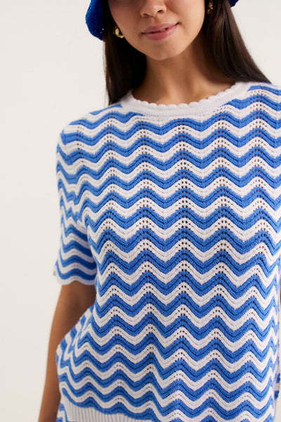 Rae Top - Cornflower White