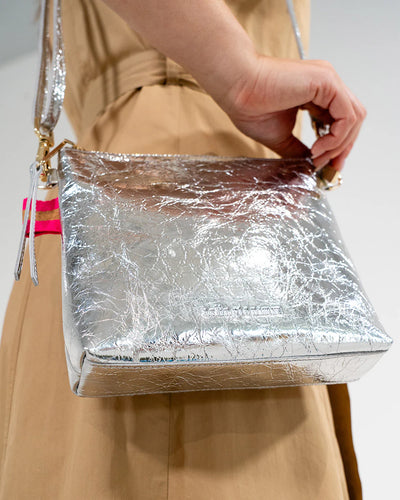 Alexis Crossbody - Silver Crinkle