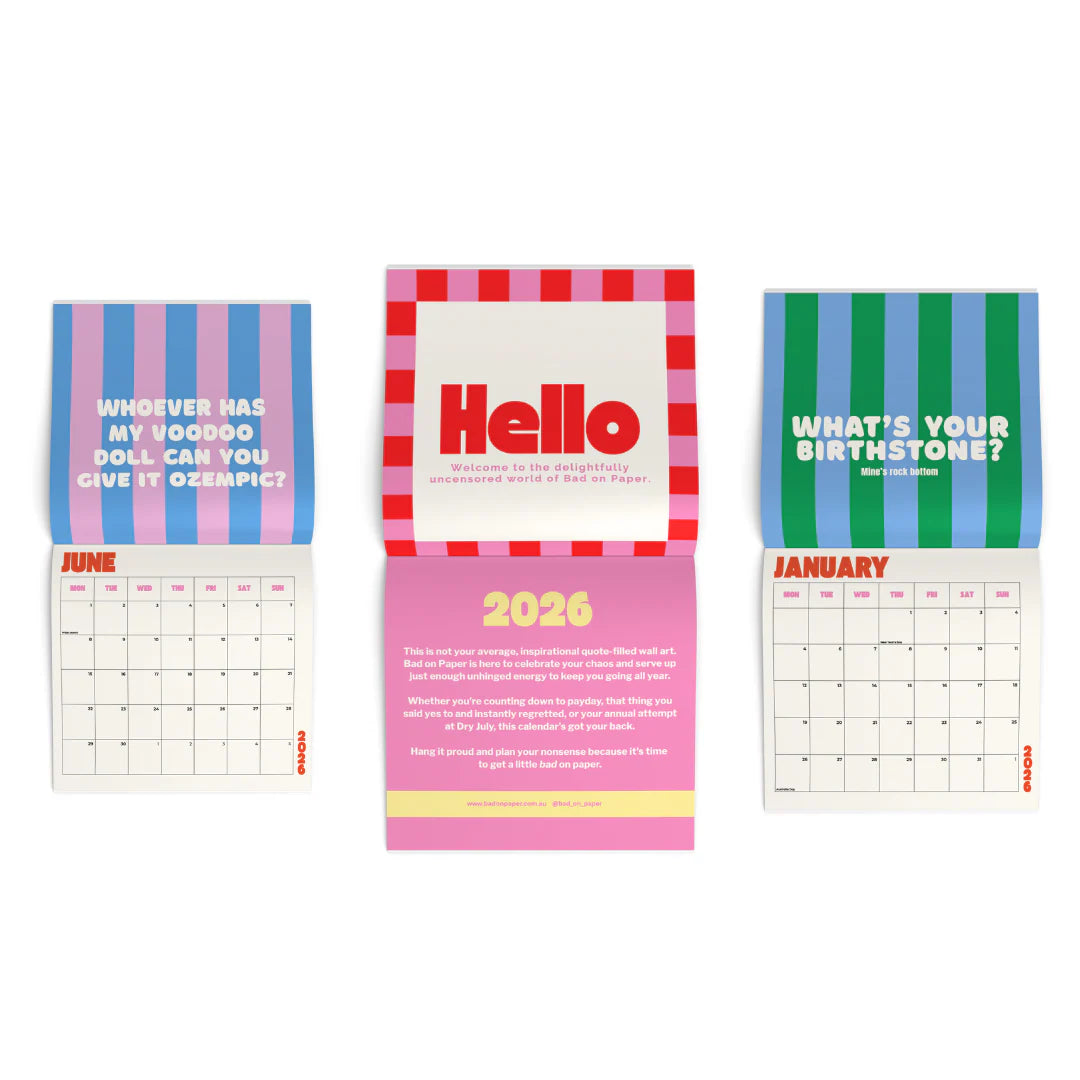 Bad on Paper 2026 Calendar (Small, Square)
