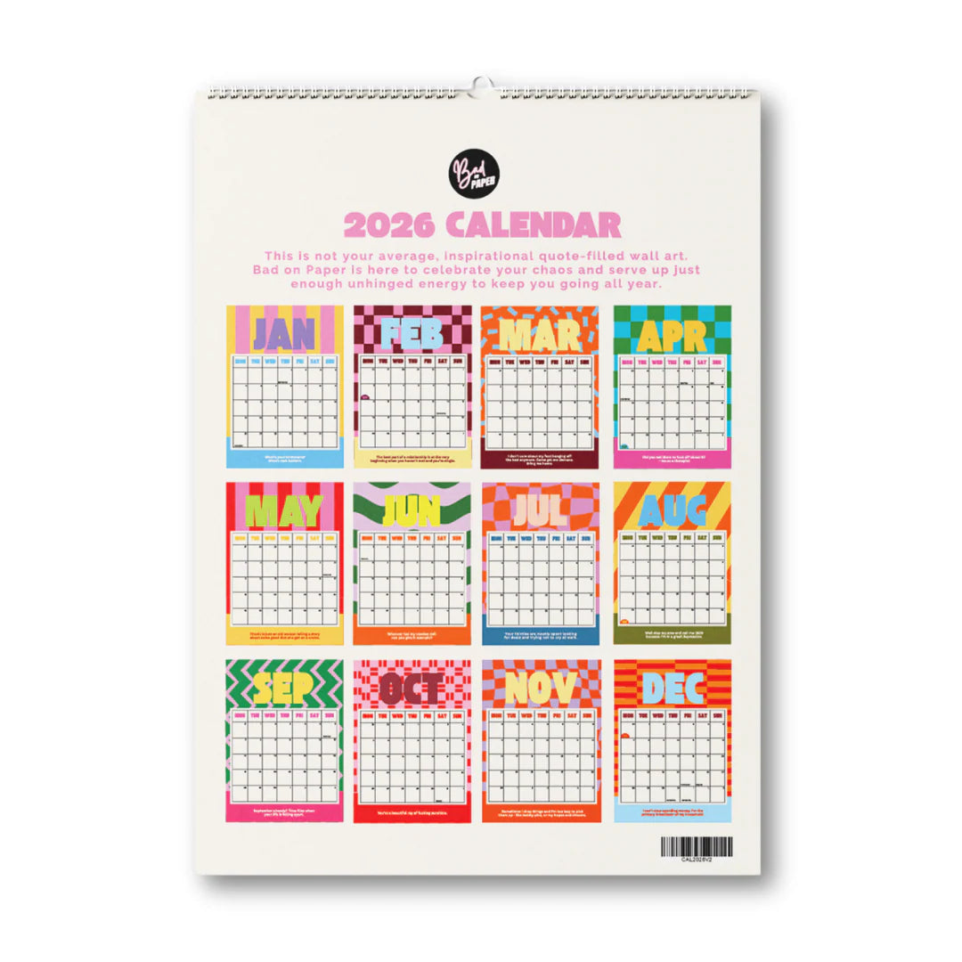Bad on Paper Calendar 2026 (Spiral Medium)