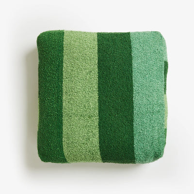 Boucle Wide Stripe Green Pouffe