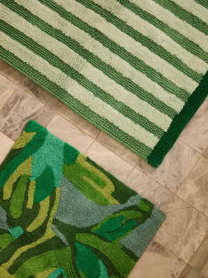 Dutch Floral Green Long Bath Mat