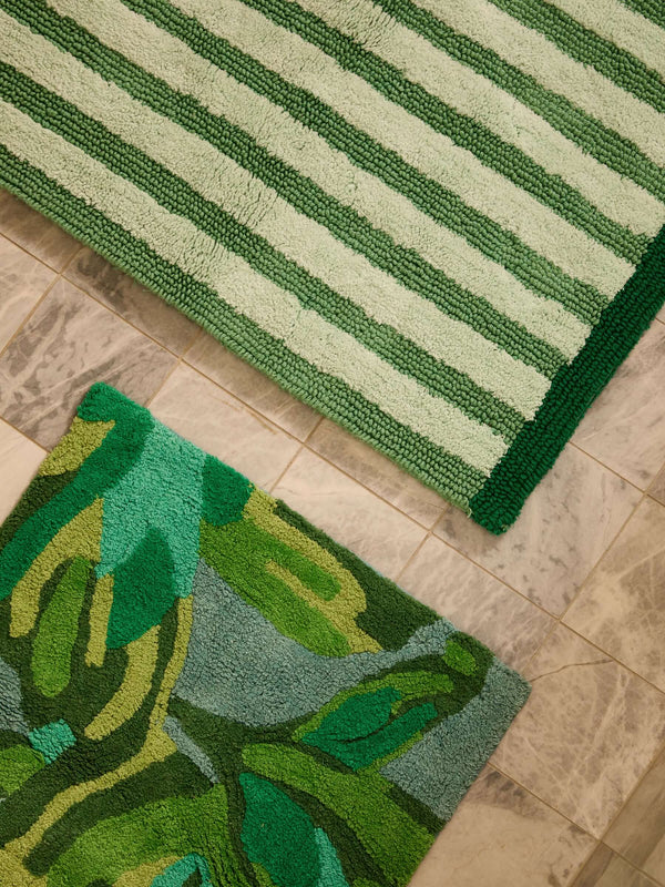 Dutch Floral Green Long Bath Mat