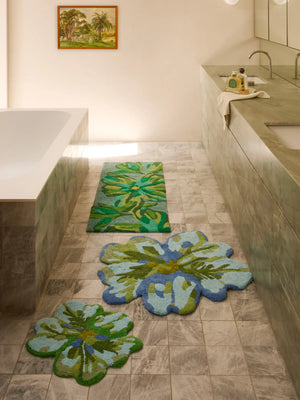 Dutch Floral Green Long Bath Mat