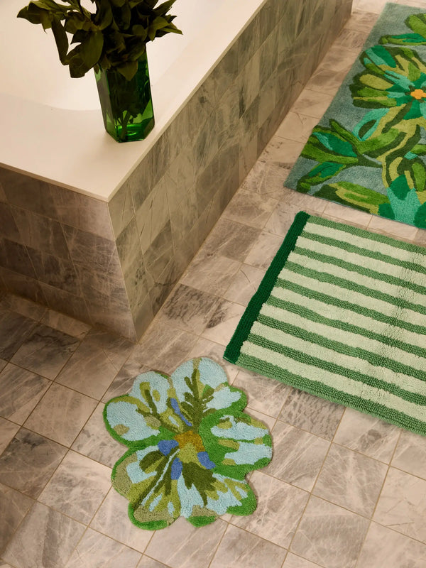 Dutch Floral Green Long Bath Mat