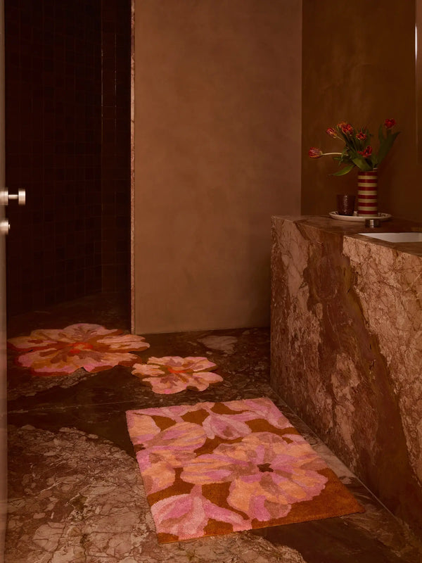 Dutch Floral Pink Bath Mat