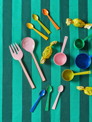 Enamel Rose Salad Servers