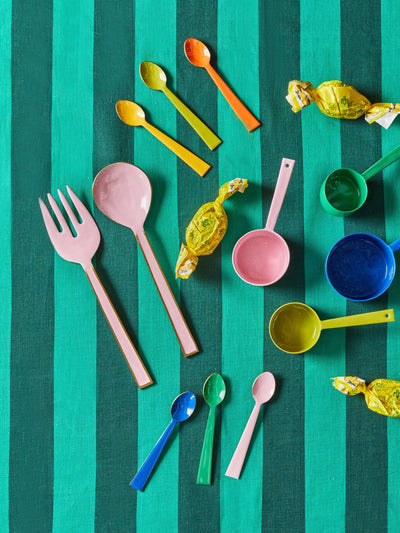 Enamel Rose Salad Servers