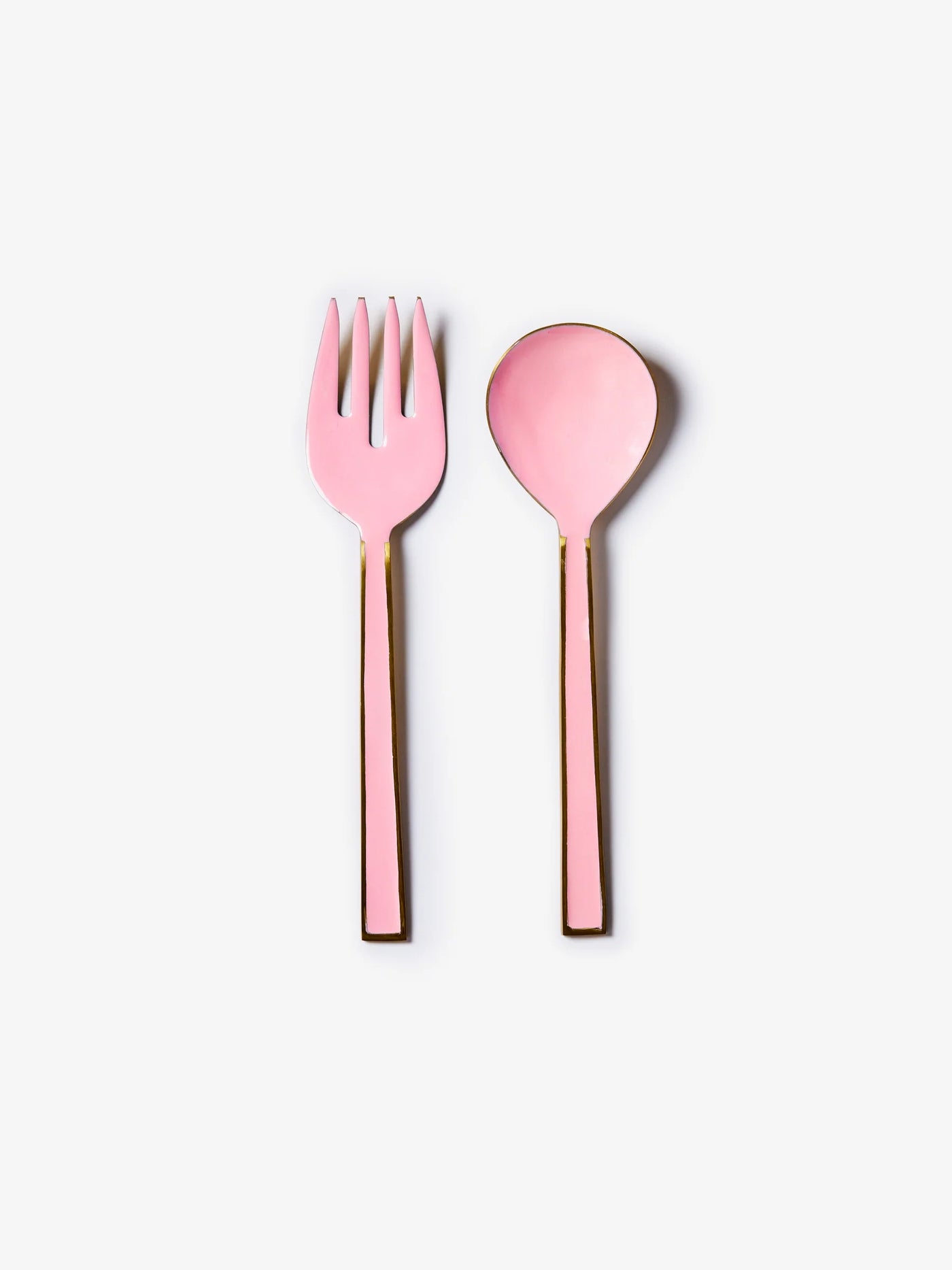 Enamel Rose Salad Servers