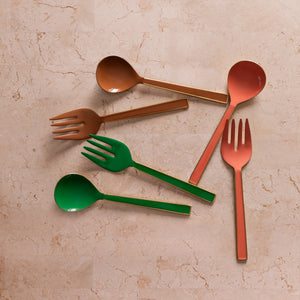 Enamel Tan Salad Servers (Set of Two)