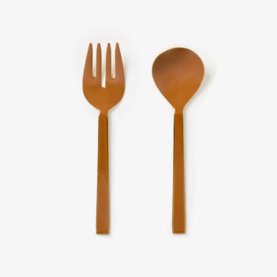 Enamel Tan Salad Servers (Set of Two)