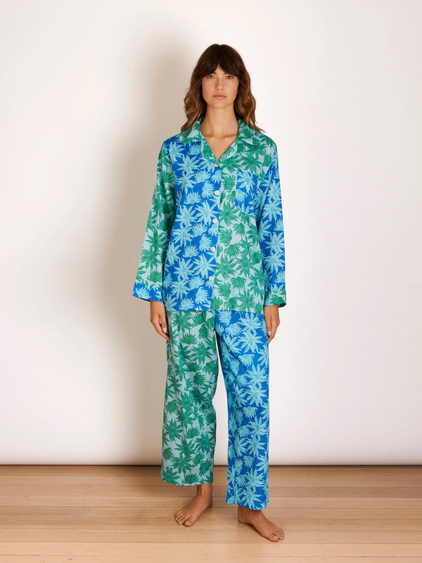 Flannel Flower Blue Green Pyjama Set