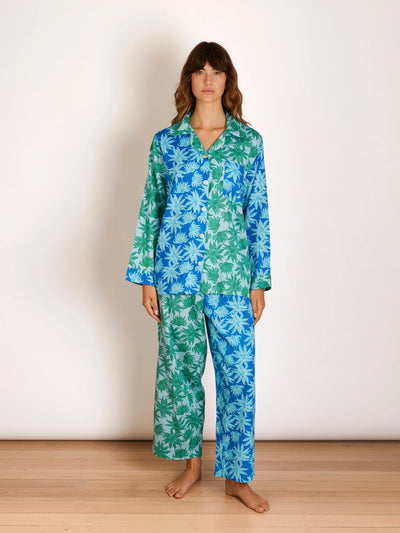 Flannel Flower Blue Green Pyjama Set