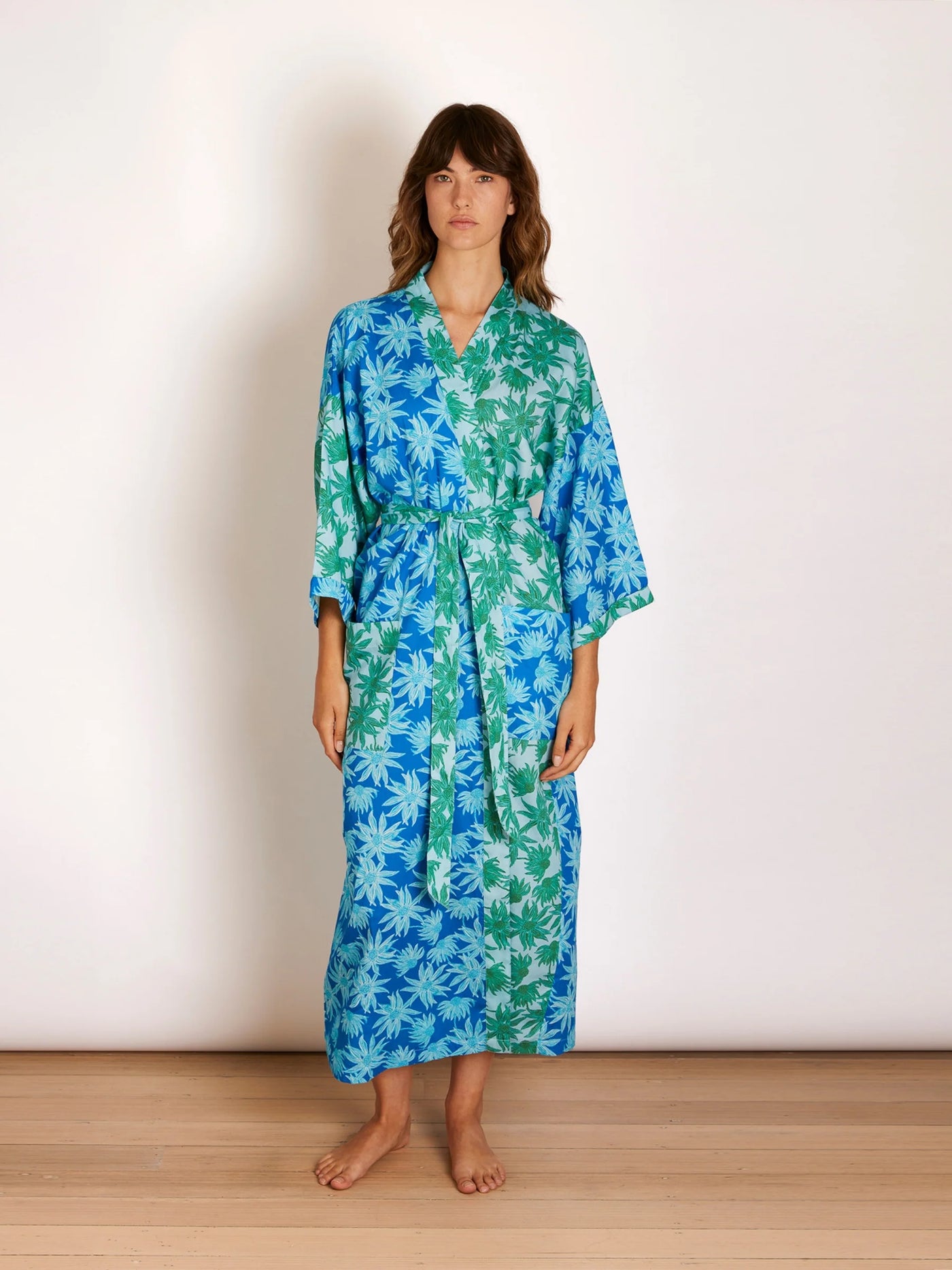 Flannel Flower Blue Green Robe