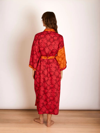 Flannel Flower Cerise Tan Robe