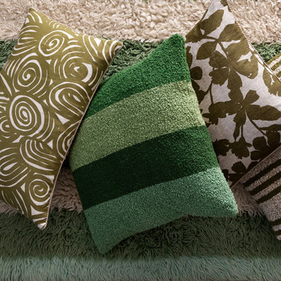 Boucle Green Wide Stripe 60cm Cushion