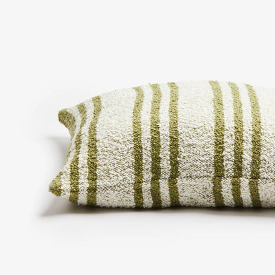 Boucle Khaki Ivory Trio Stripe 60cm Cushion