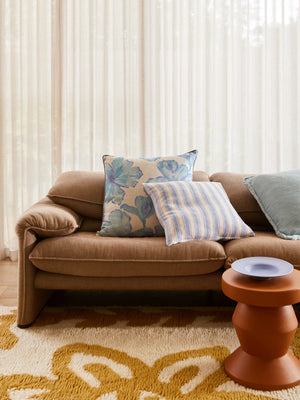 Linear Blue 50cm Linen Cushion