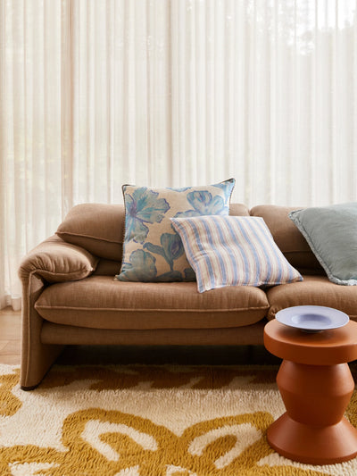 Linear Blue 50cm Linen Cushion