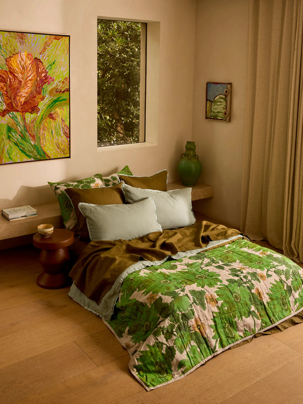 Lupin Multi / Marigold Leaf Quilted Throw