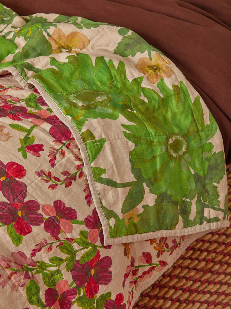 Lupin Multi / Marigold Leaf Quilted Throw