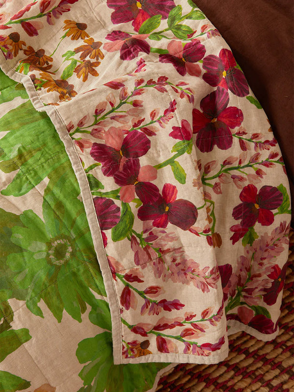 Lupin Multi / Marigold Leaf Quilted Throw