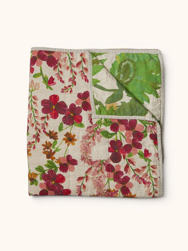 Lupin Multi / Marigold Leaf Quilted Throw