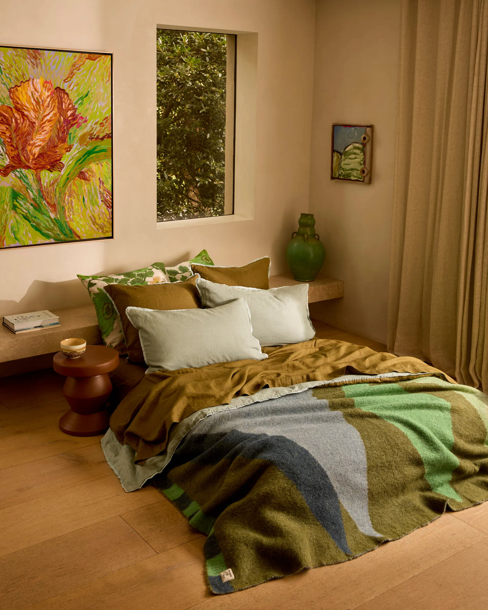 Mohair Geometric Throw - Green