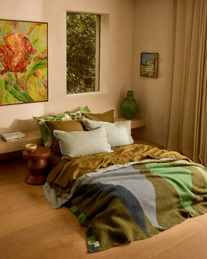 Mohair Geometric Throw - Green