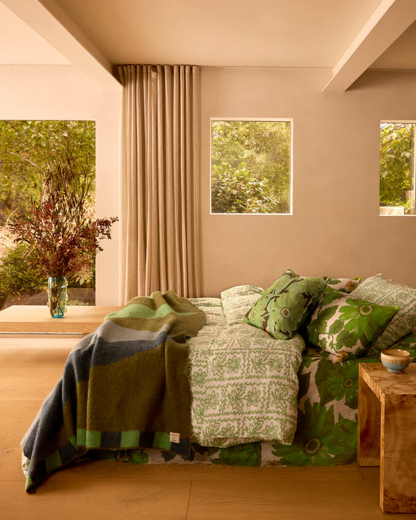 Mohair Geometric Throw - Green