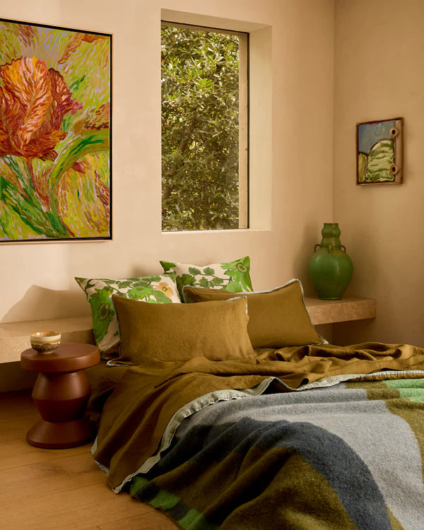 Mohair Geometric Throw - Green