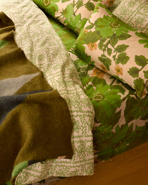 Mohair Geometric Throw - Green