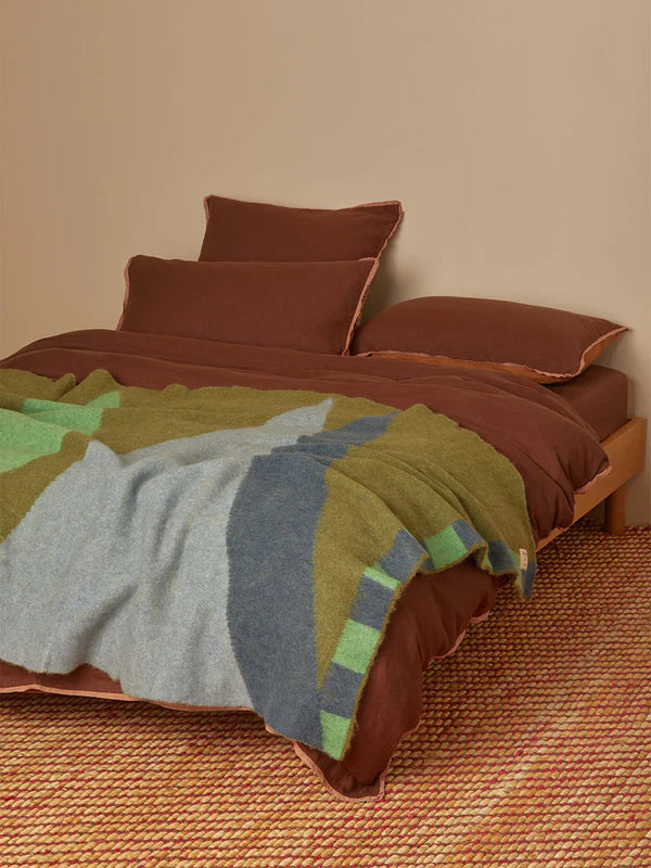 Mohair Geometric Throw - Green