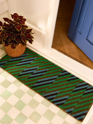 Patchwork Blue Green Long Doormat