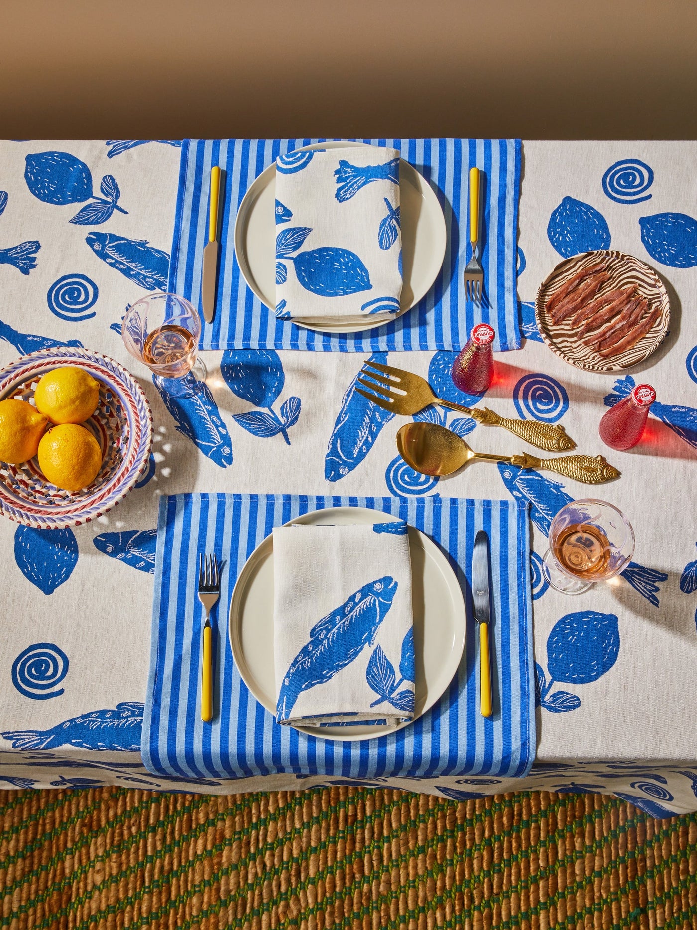 Pinstripe Blue Napkins (set of 4)