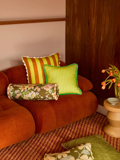 Pinstripe Lime 50cm cushion