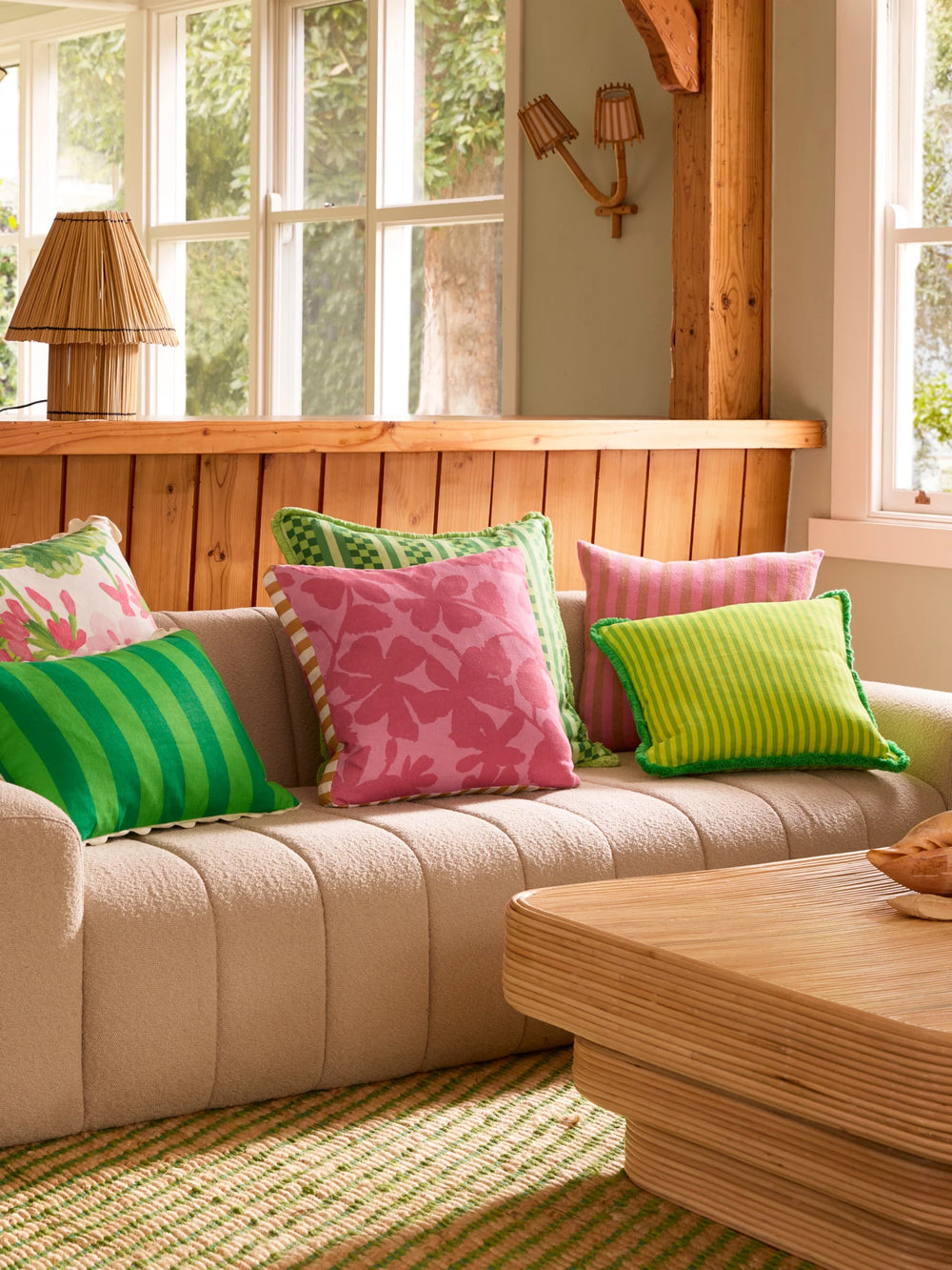Pinstripe Lime 50cm cushion