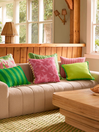 Pinstripe Lime 50cm cushion