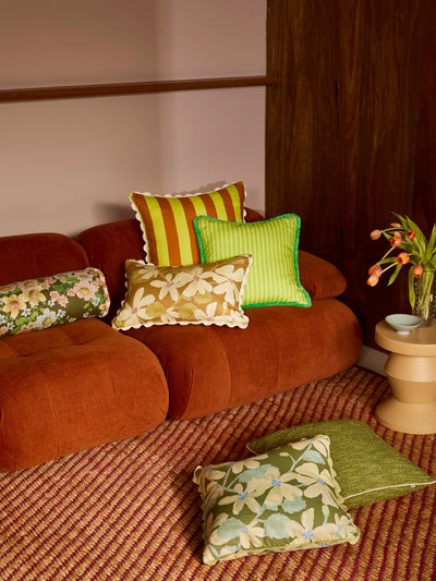 Pinstripe Lime 50cm cushion