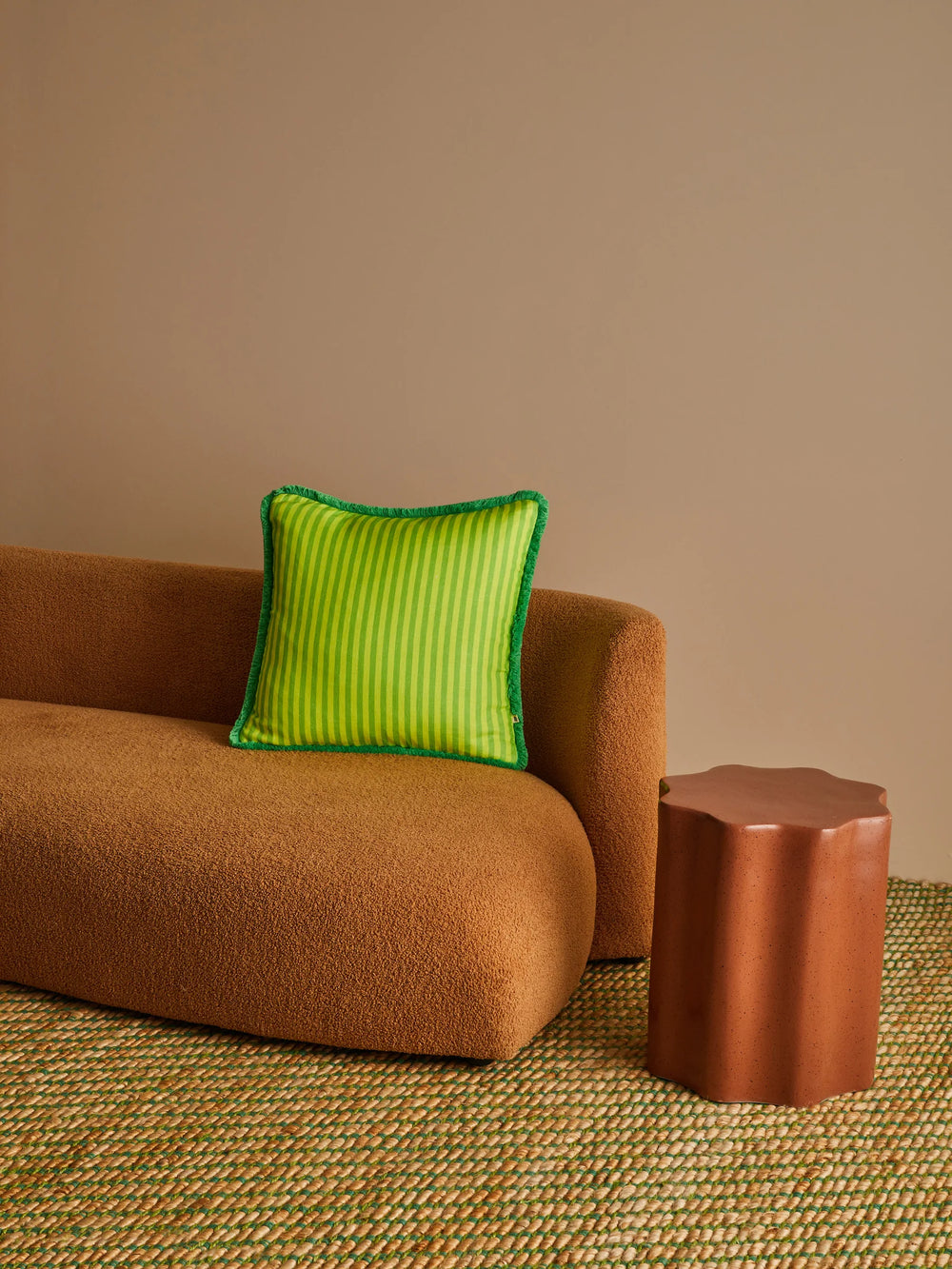 Pinstripe Lime 50cm cushion