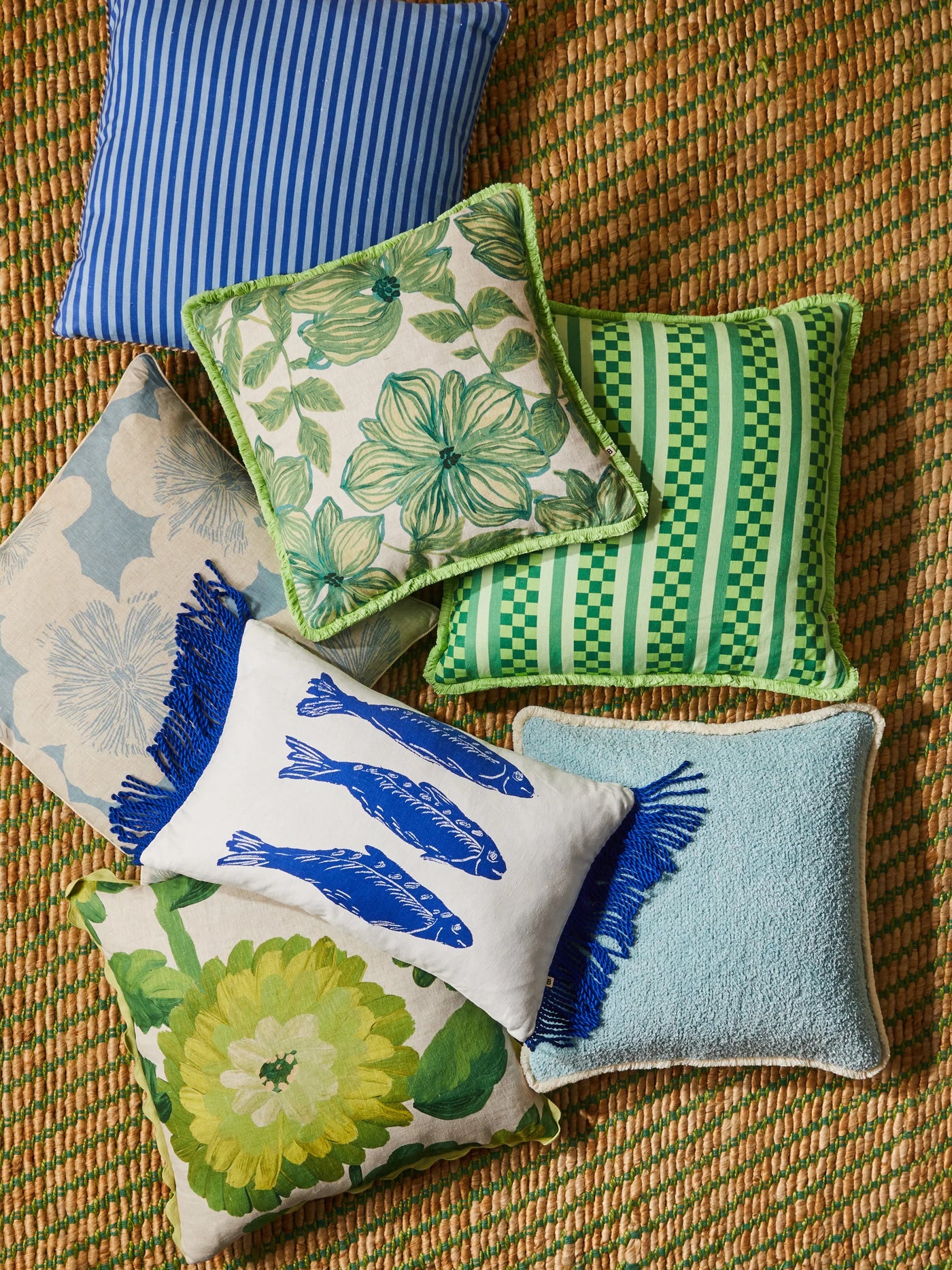 Sardines Blue 60x40cm cushion