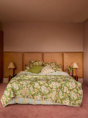 Stripe Blue Green Linen Quilt Cover