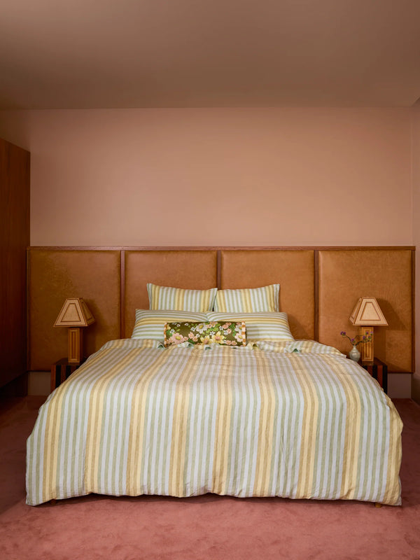 Stripe Blue Green Linen Pillowcases- European