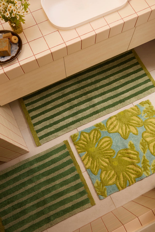 Stripe Reversible Khaki Bath Mat