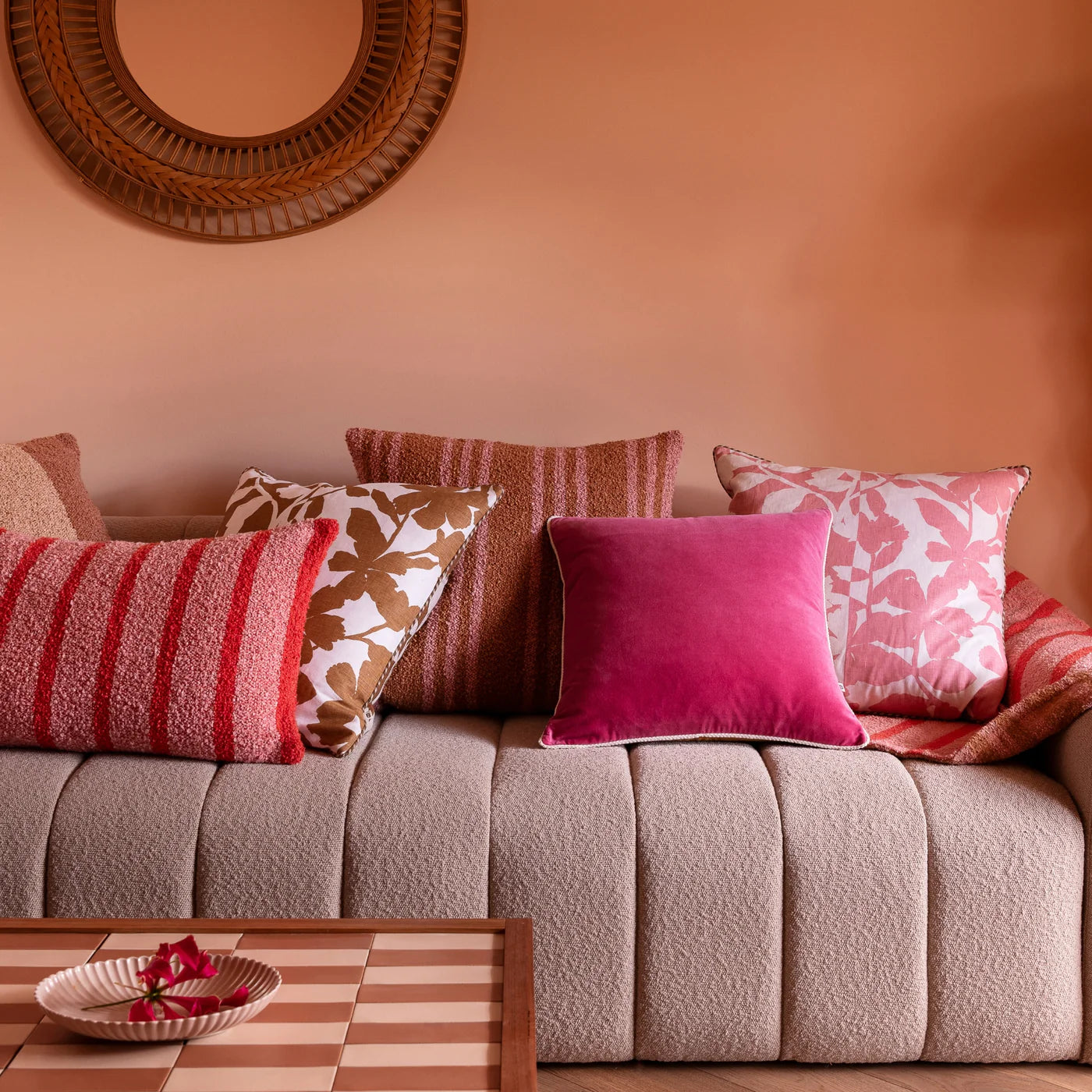Velvet Pink Tan 50x50cm Cushion