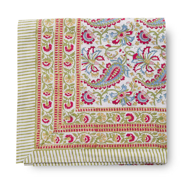 folded canvas and sasson tableau paisley tablecloth