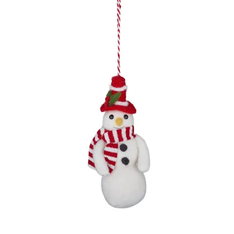 Snowman Hanger Felt White/ Red