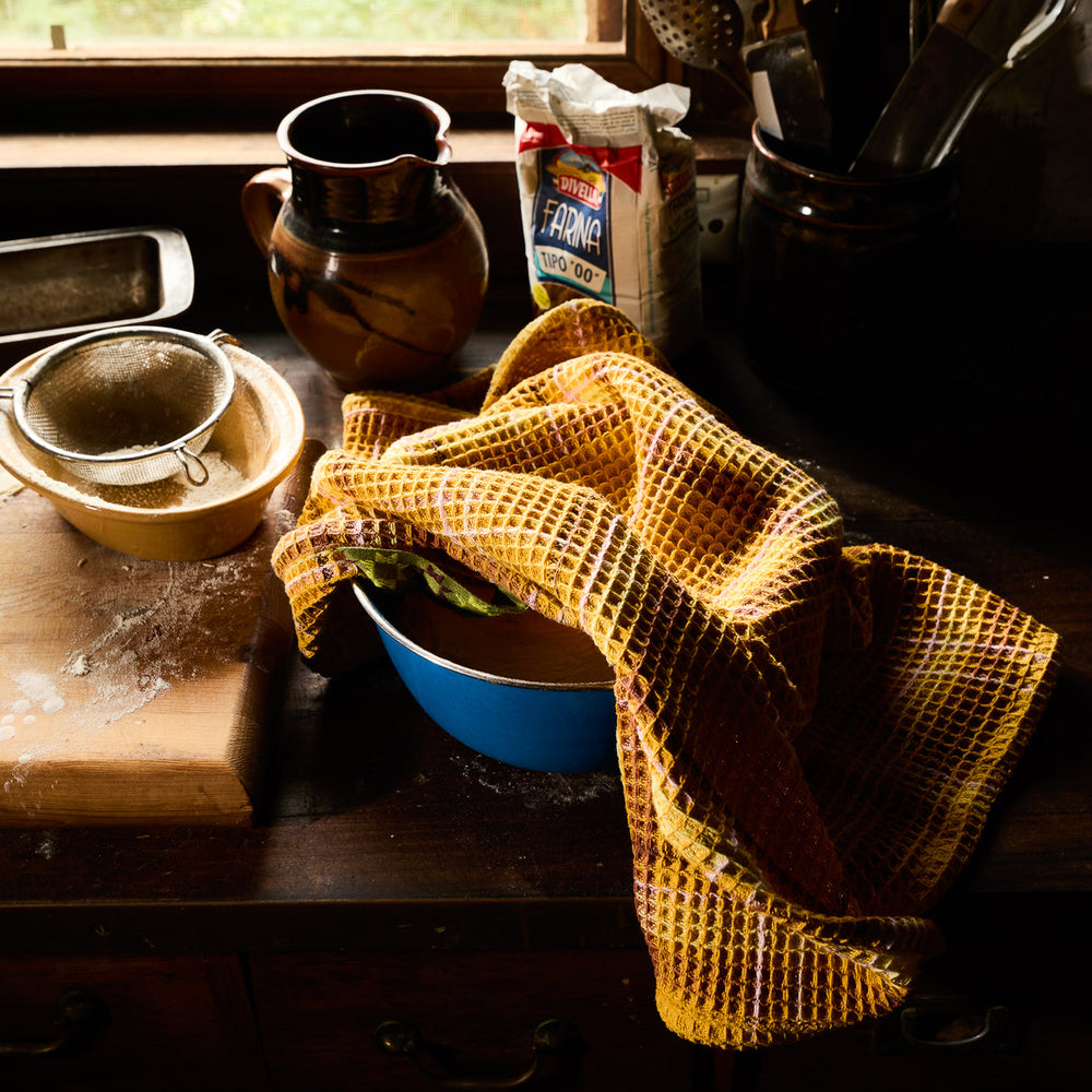 sage-and-clare-frances-waffle-tea-towel-ochre