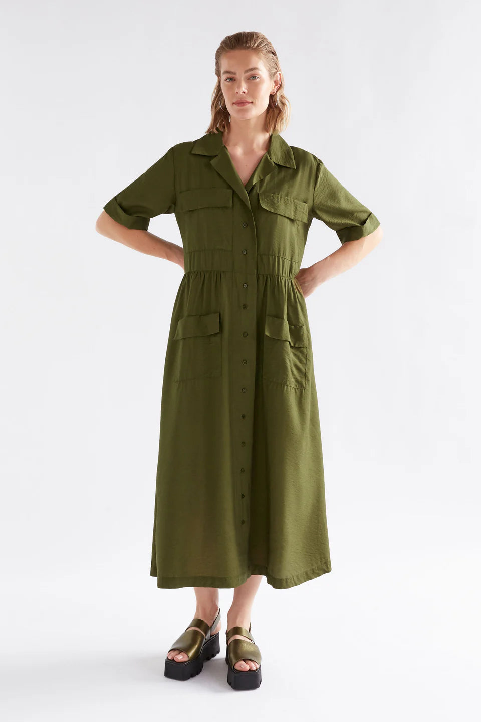 Eine Shirt Dress - Bright Olive