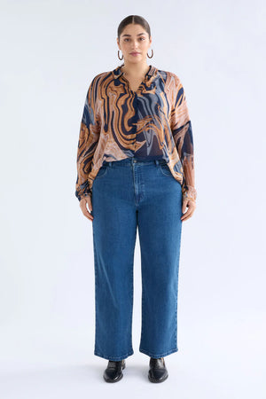 Eir Sheer Shirt- Brandr Print